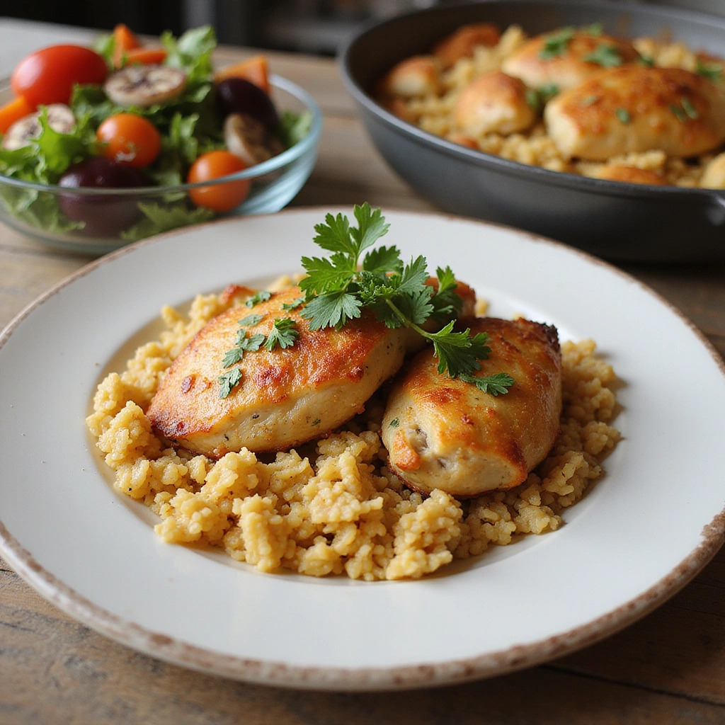 Baked Chicken and Rice Recipes Family Friendly Meal - Step 6: Garnish and Serve