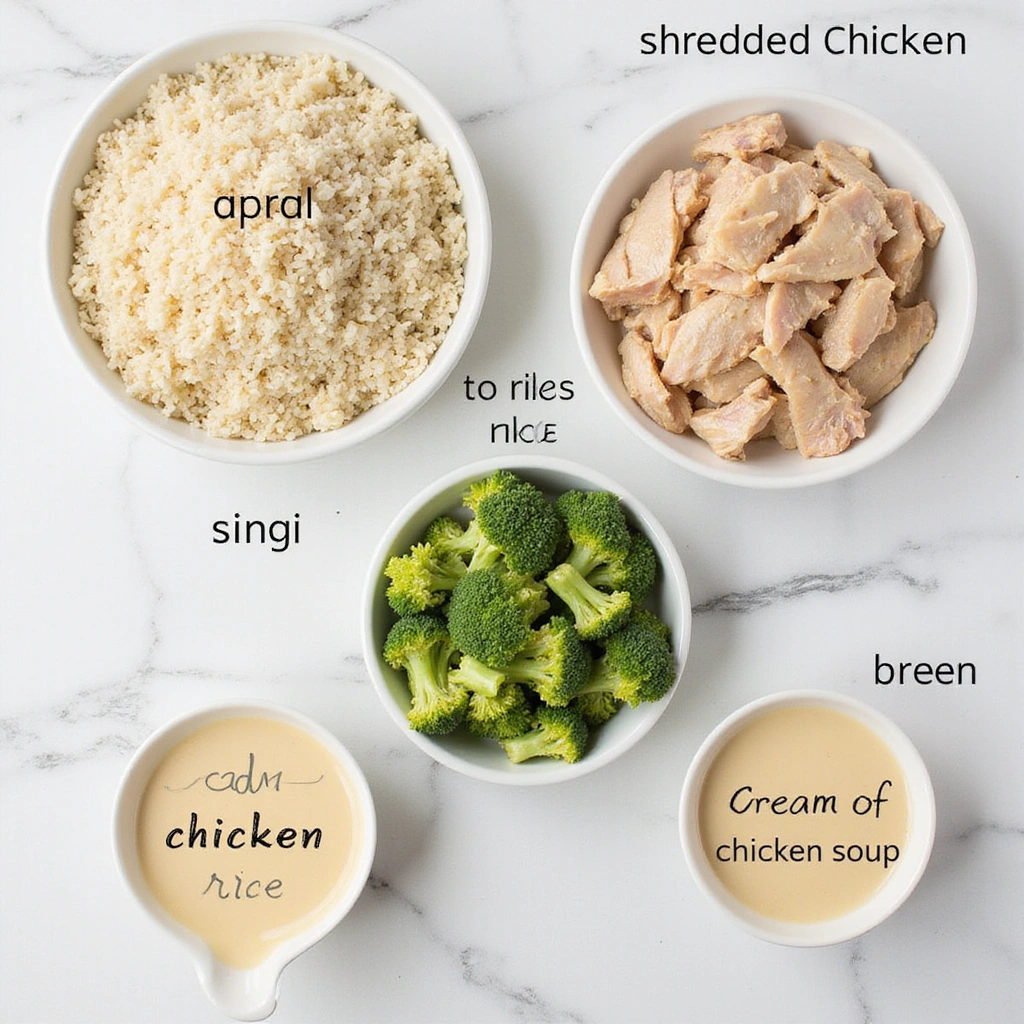 Chicken Broccoli Rice Cheese Casserole Easy Cream of Chicken Recipes - Step 1: Prepare Ingredients