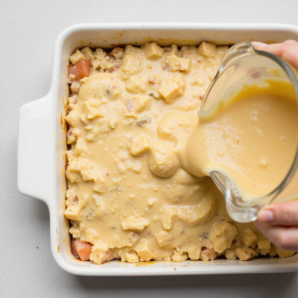 Chicken Broccoli Rice Cheese Casserole Easy Cream of Chicken Recipes - Step 6: Transfer to Baking Dish