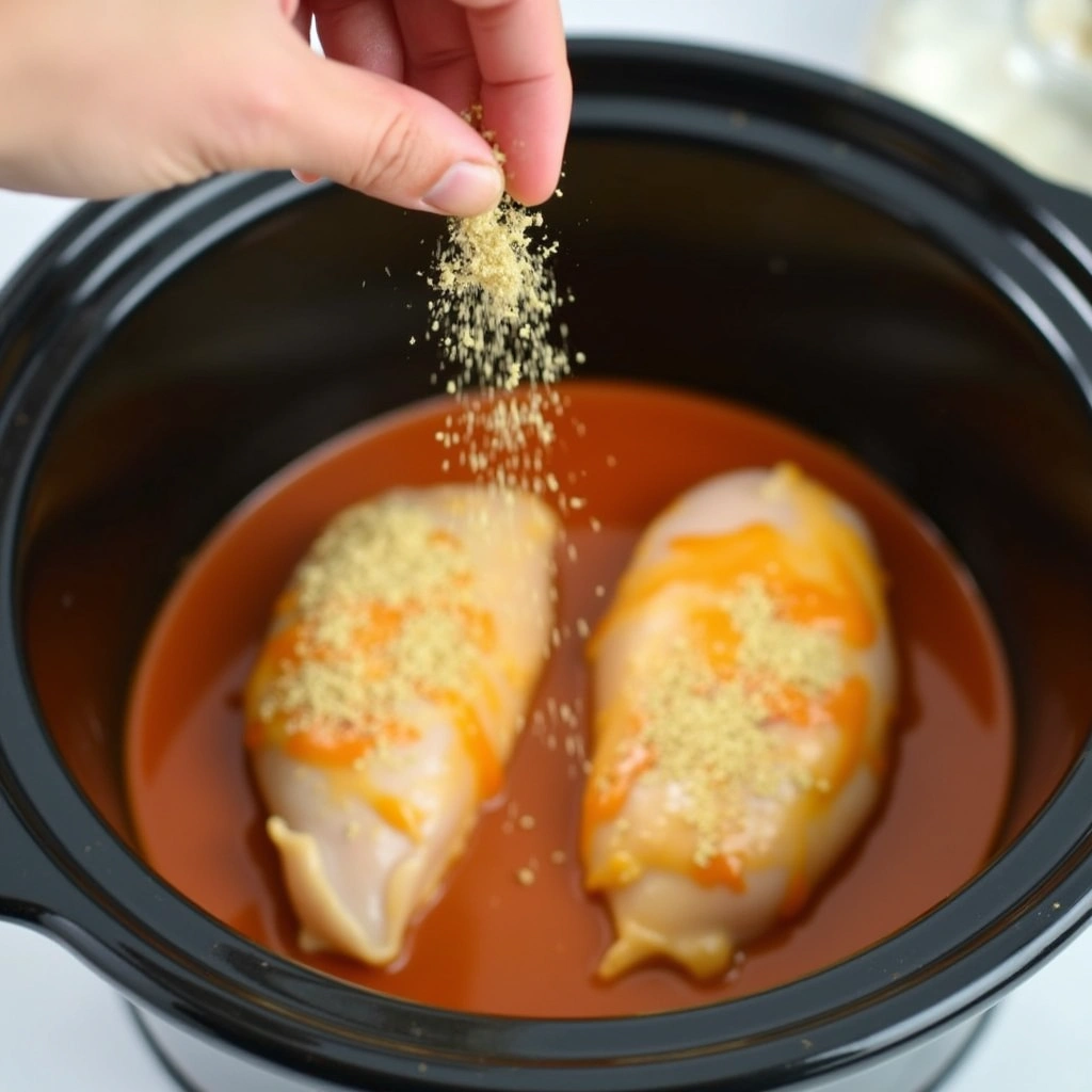 Chicken Crockpot Recipes Easy 4 Ingredients Only - Step 5: Season with Garlic Powder