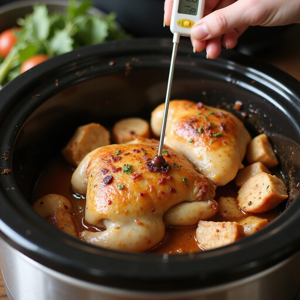 Chicken Crockpot Recipes Easy 4 Ingredients Only - Step 7: Check for Doneness
