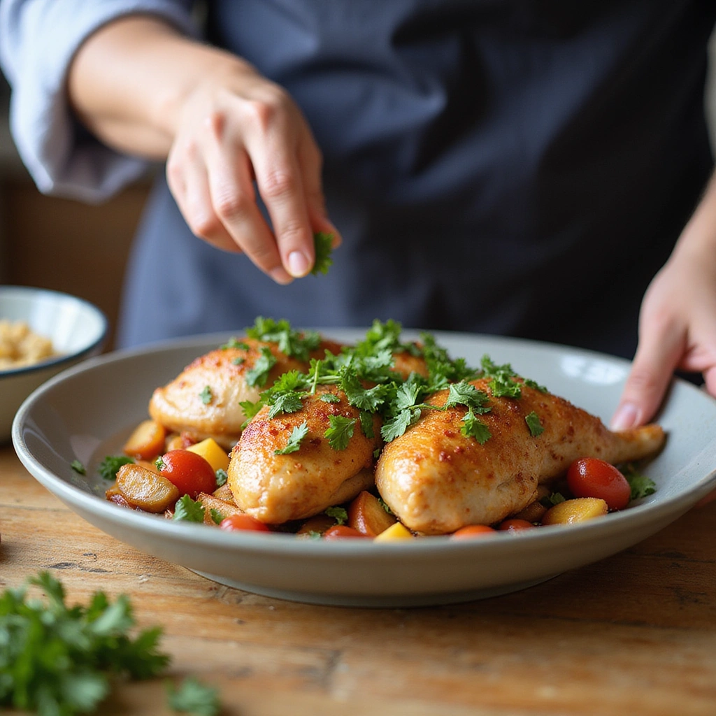 Chicken Leg Quarter Recipes Oven Baked Crispy and Juicy Step 7 Garnish and Serve