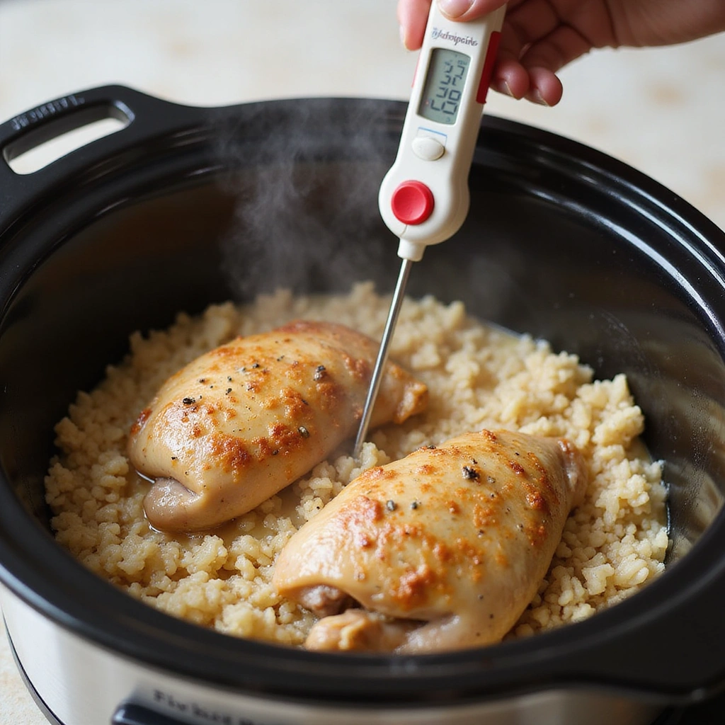 Chicken and Rice Crockpot Recipes Simple Comfort Food - Step 6: Check for Doneness