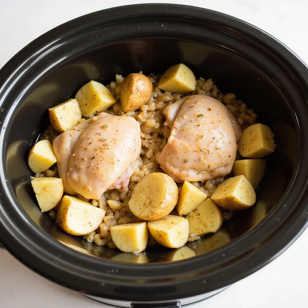 Crockpot Chicken and Potatoes Recipes Family Dinner Favorite - Step 4: Layer Ingredients in the Crockpot