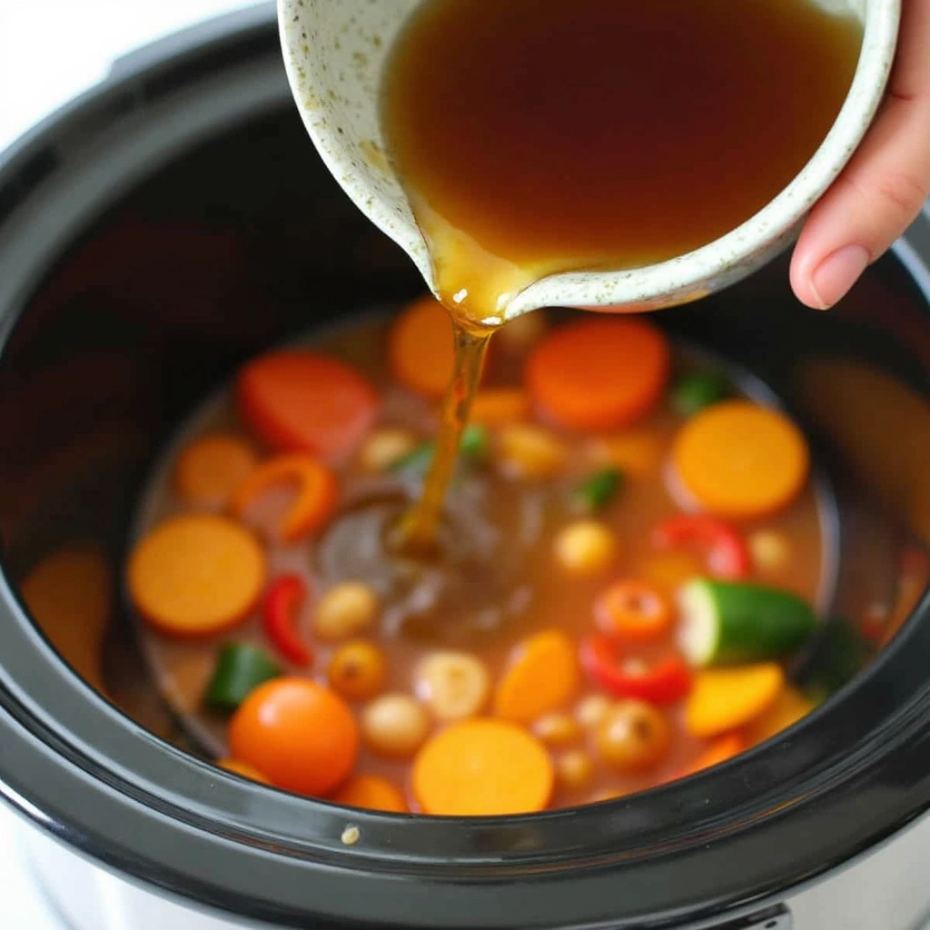 Crockpot Chicken and Potatoes Recipes Family Dinner Favorite - Step 5: Add Liquid