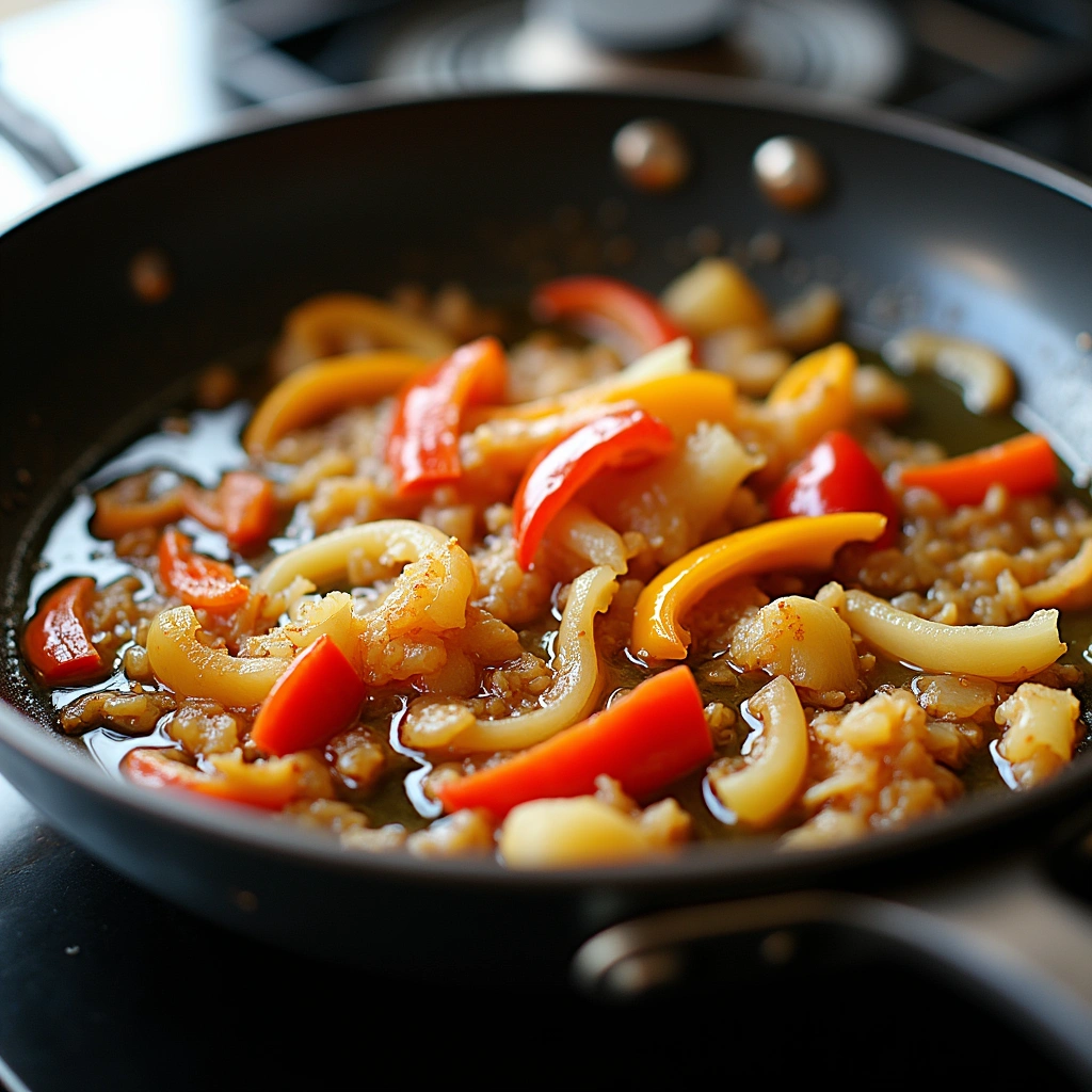 Shredded Chicken and Rice Recipes Simple and Tasty - Step 4: Sauté Vegetables