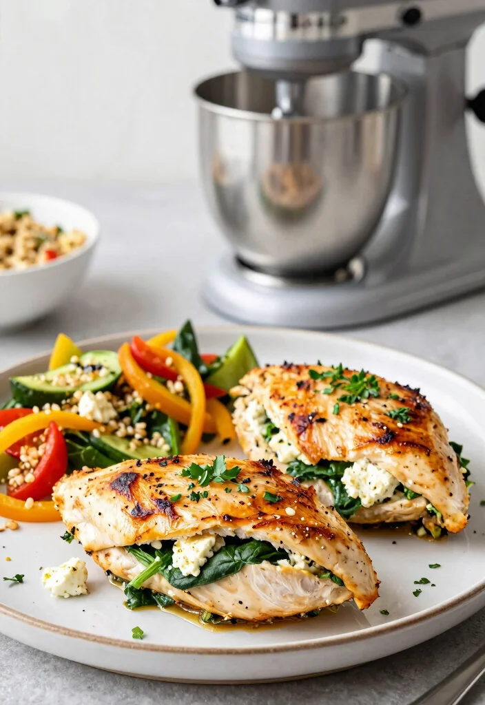 10 Healthy KitchenAid Mixer Recipes for Easy Prep Meals 78 10 Healthy KitchenAid Mixer Recipes for Easy Prep Meals - 8. Spinach Feta Stuffed Chicken Breasts 1