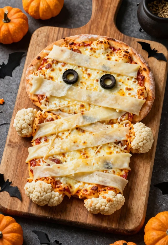 10 Keto Halloween Recipes for Low Carb Party Fun 2. Cauliflower Mummy Pizza 0