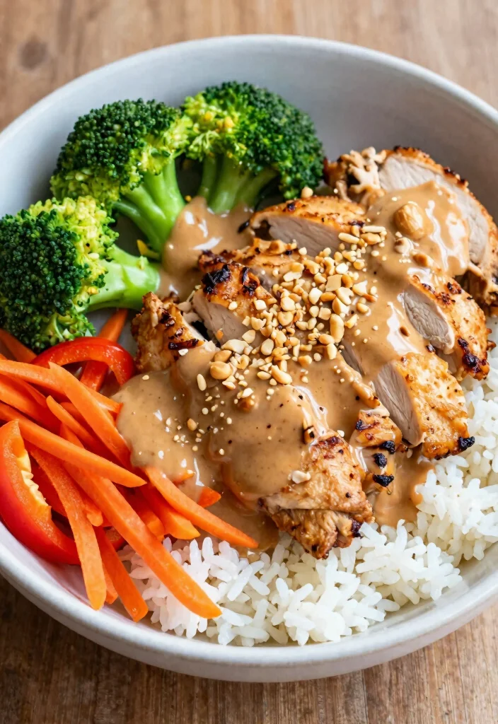 12 Dinner Bowl Recipes for Easy All in One Meals 23 12 Dinner Bowl Recipes for Easy All in One Meals - 3. Thai Peanut Chicken Bowl 1