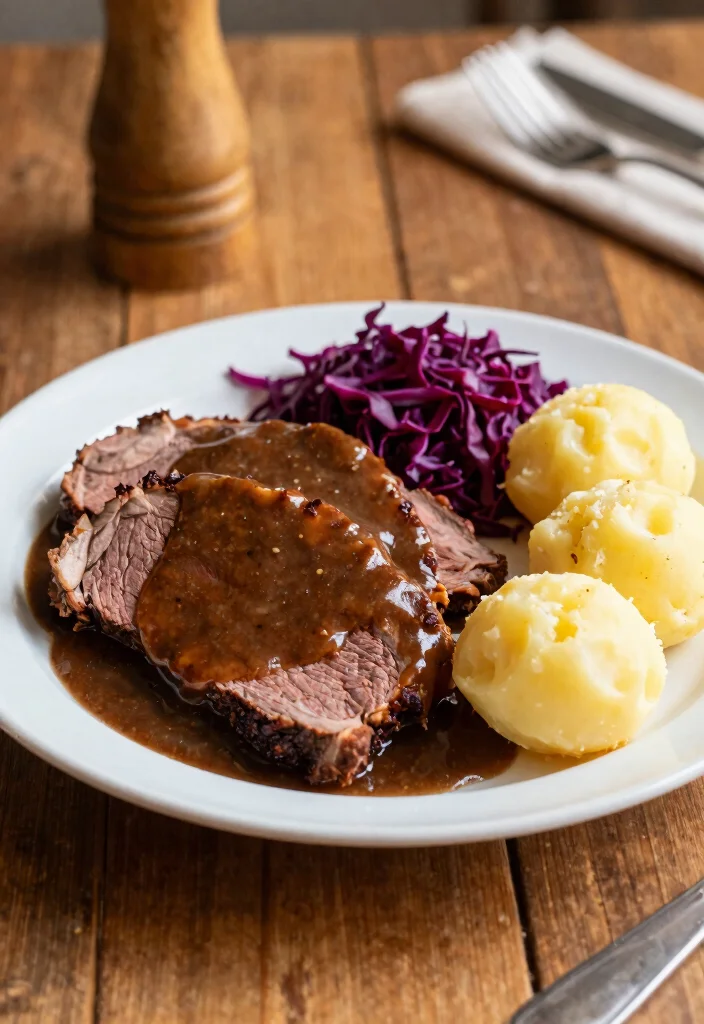 12 German Dinner Recipes with Hearty Traditional Flavor 12 12 German Dinner Recipes with Hearty Traditional Flavor 2. Traditional Sauerbraten 0