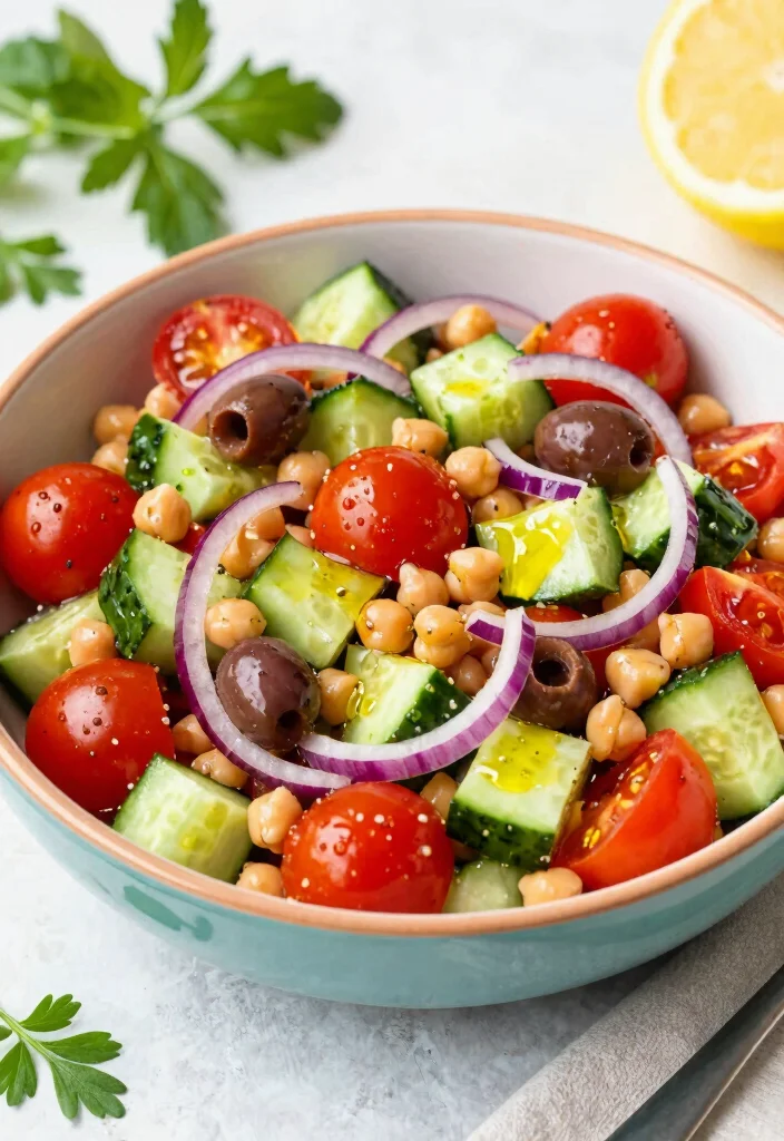 12 Greek Vegan Recipes with Fresh Mediterranean Flavor 3. Greek Chickpea Salad 0