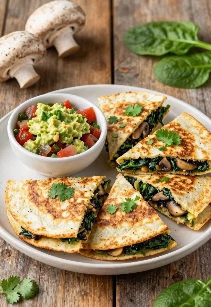 12 Healthy Dinner Idea Recipes for Simple Weeknight Cooking 78 12 Healthy Dinner Idea Recipes for Simple Weeknight Cooking - 8. Spinach & Mushroom Quesadillas 1