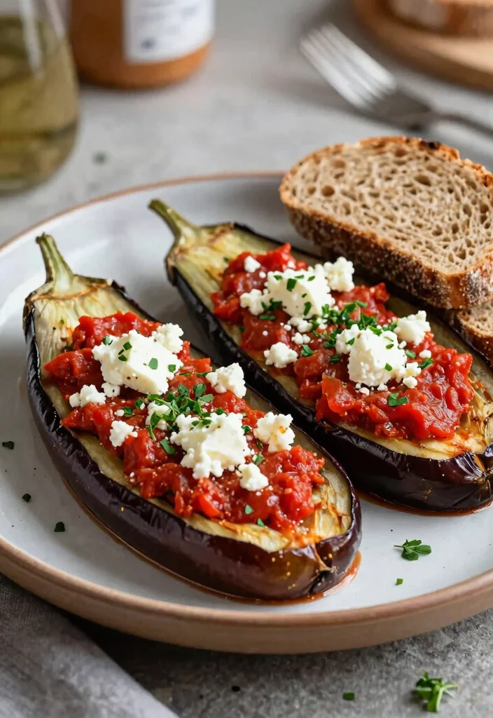 12 Healthy Greek Recipes with Light Mediterranean Taste 5. Baked Eggplant with Tomato and Feta 0