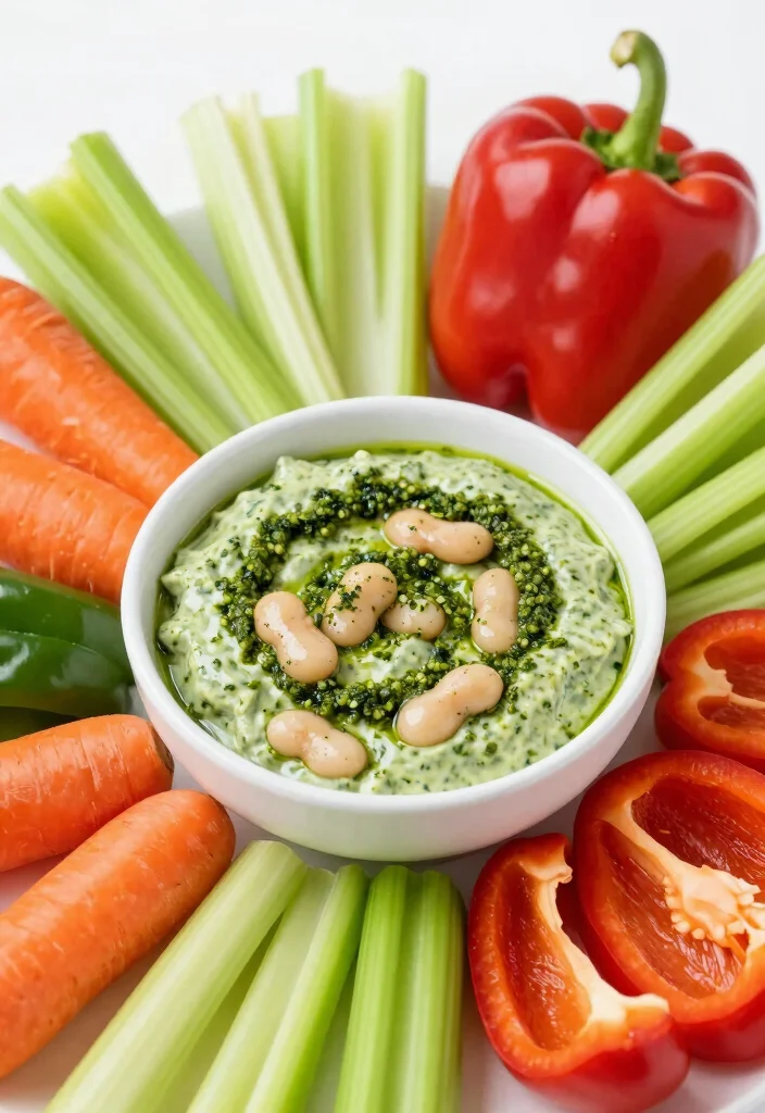 12 Healthy Pesto Dinner Recipes with Fresh Bold Flavor 122 12 Healthy Pesto Dinner Recipes with Fresh Bold Flavor 12. Pesto and White Bean Dip with Veggies 0