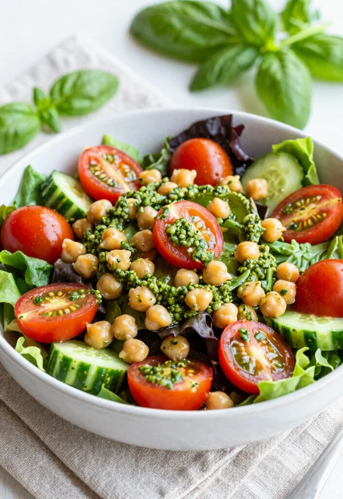 12 Healthy Pesto Dinner Recipes with Fresh Bold Flavor 56 12 Healthy Pesto Dinner Recipes with Fresh Bold Flavor 6. Pesto Chickpea Salad 0