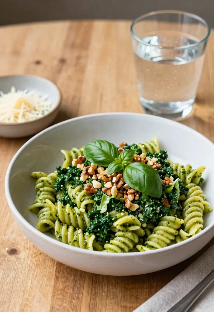 12 Kale Dinner Recipes for Easy Nutrient Rich Nights 12 12 Kale Dinner Recipes for Easy Nutrient Rich Nights 2. Kale Pesto Pasta 0