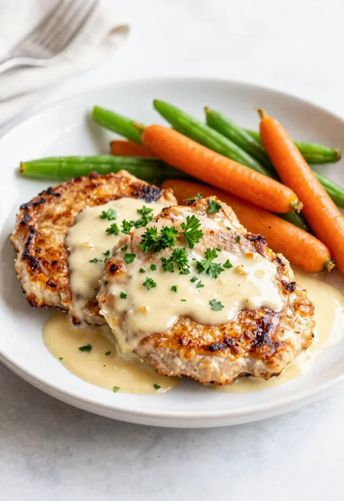 12 Keto Meat Recipes for Filling Low Carb Dinners 78 12 Keto Meat Recipes for Filling Low Carb Dinners 8. One Pan Creamy Garlic Pork Chops 0