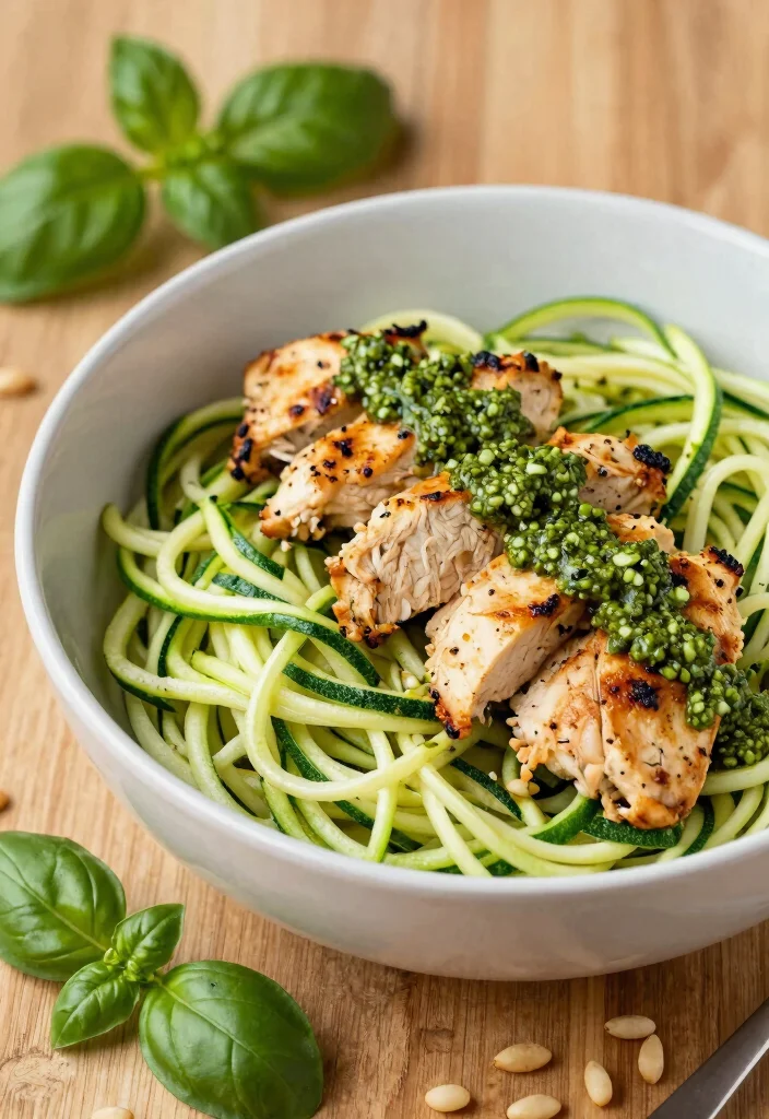 12 Keto Paleo Recipes for Clean Low Carb Eating - 1. Zucchini Noodles with Pesto and Grilled Chicken 1
