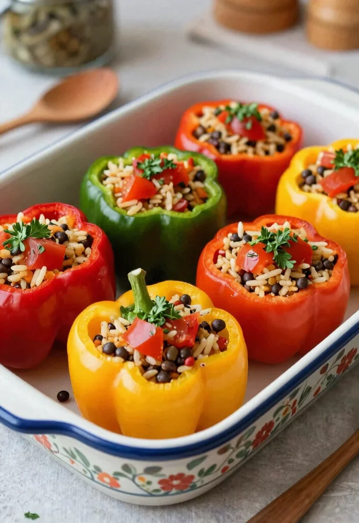 12 Mediterranean Vegan Recipes for Clean Plant Based Eating 6. Stuffed Bell Peppers with Rice and Lentils 0