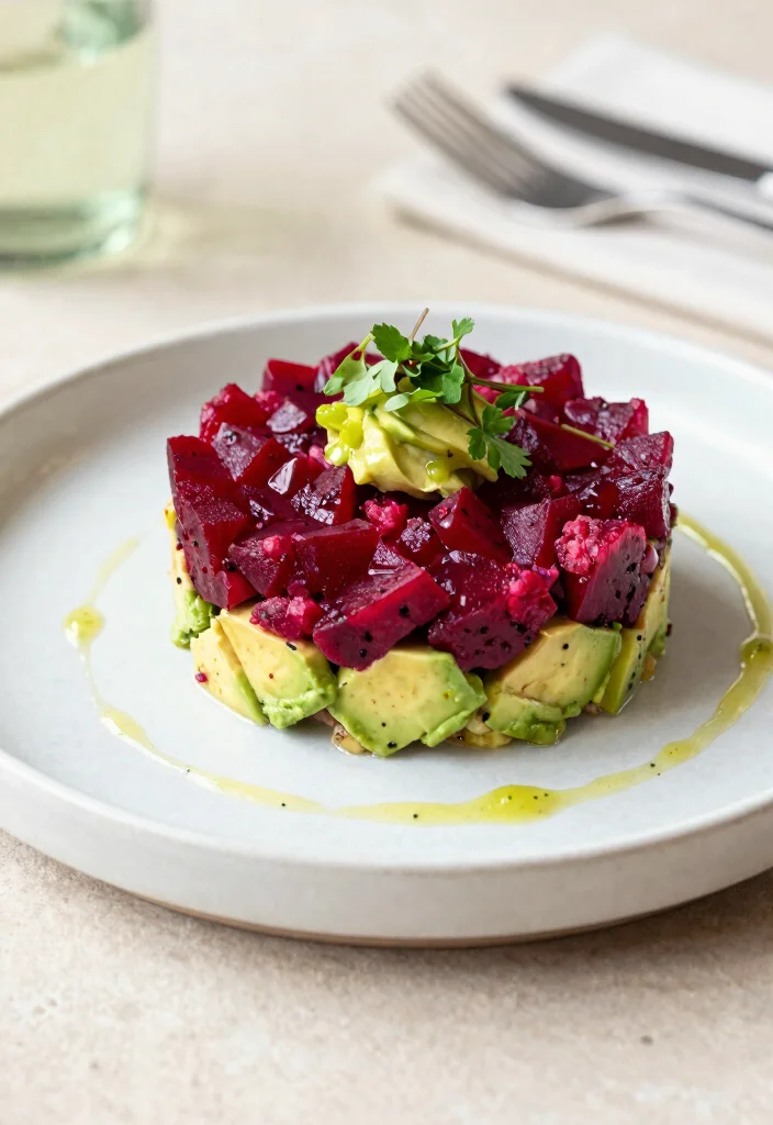 12 Vegan Beet Recipes for Colorful Nutritious Dishes 3. Beet Avocado Tartare 0