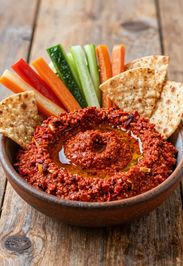 12 Vegan Middle Eastern Recipes with Bold Spiced Flavor 7. Muhammara Spicy Red Pepper Dip 0